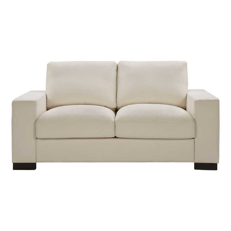 Michaella 68.89" Square Arm Loveseat with Reversible Cushions, White Fabric