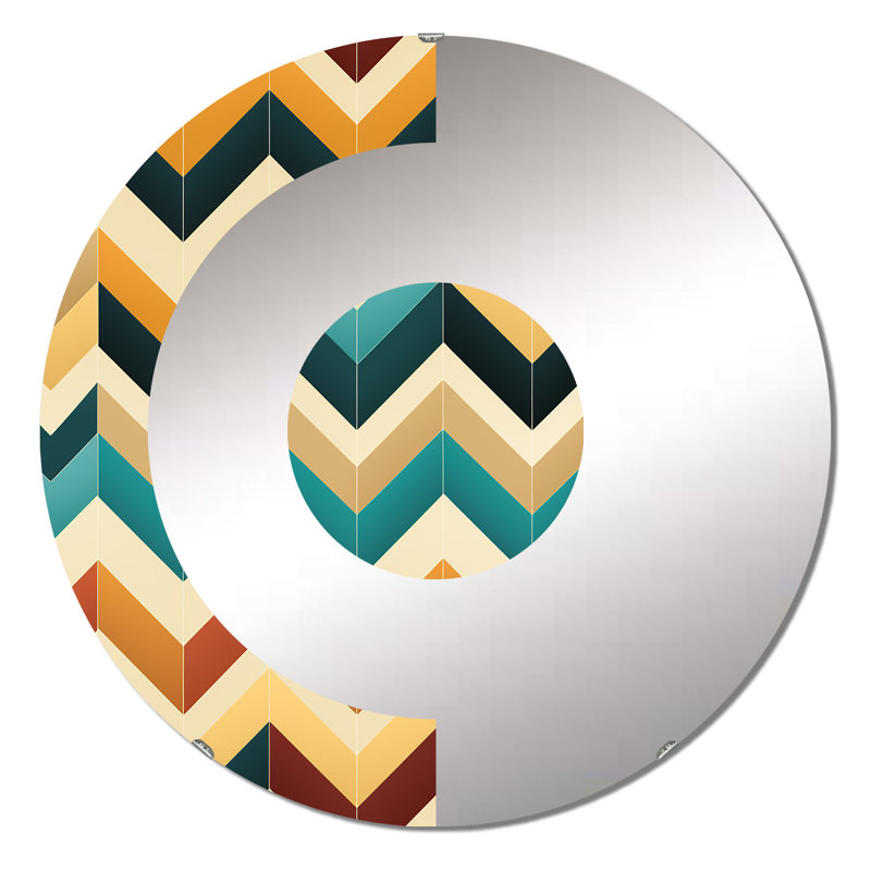 Ivoire Boho Accents Chevron - Miroir mural demi-cercle, 23,6 po x 23,6 po