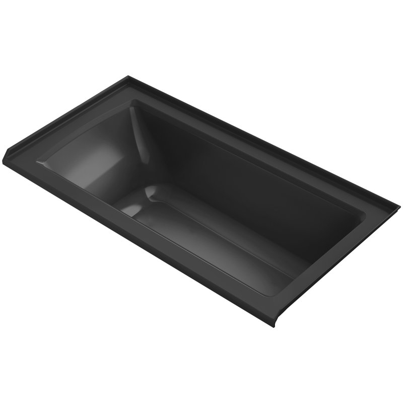 Baignoire d'encastrement Ã  trois parois Archer VibrAcoustic avec surface chauffante Bask, collerette pour carrelage et drain Ã  droite