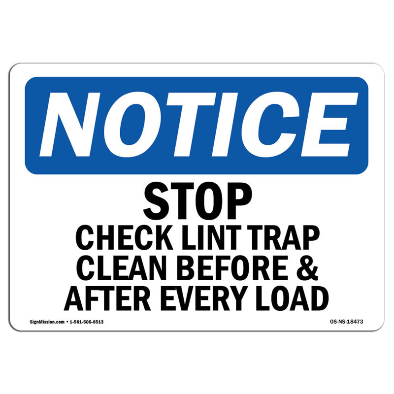 Stop Check Lint Trap Clean Before & after, 12" H x 18" W x 0.1" D
