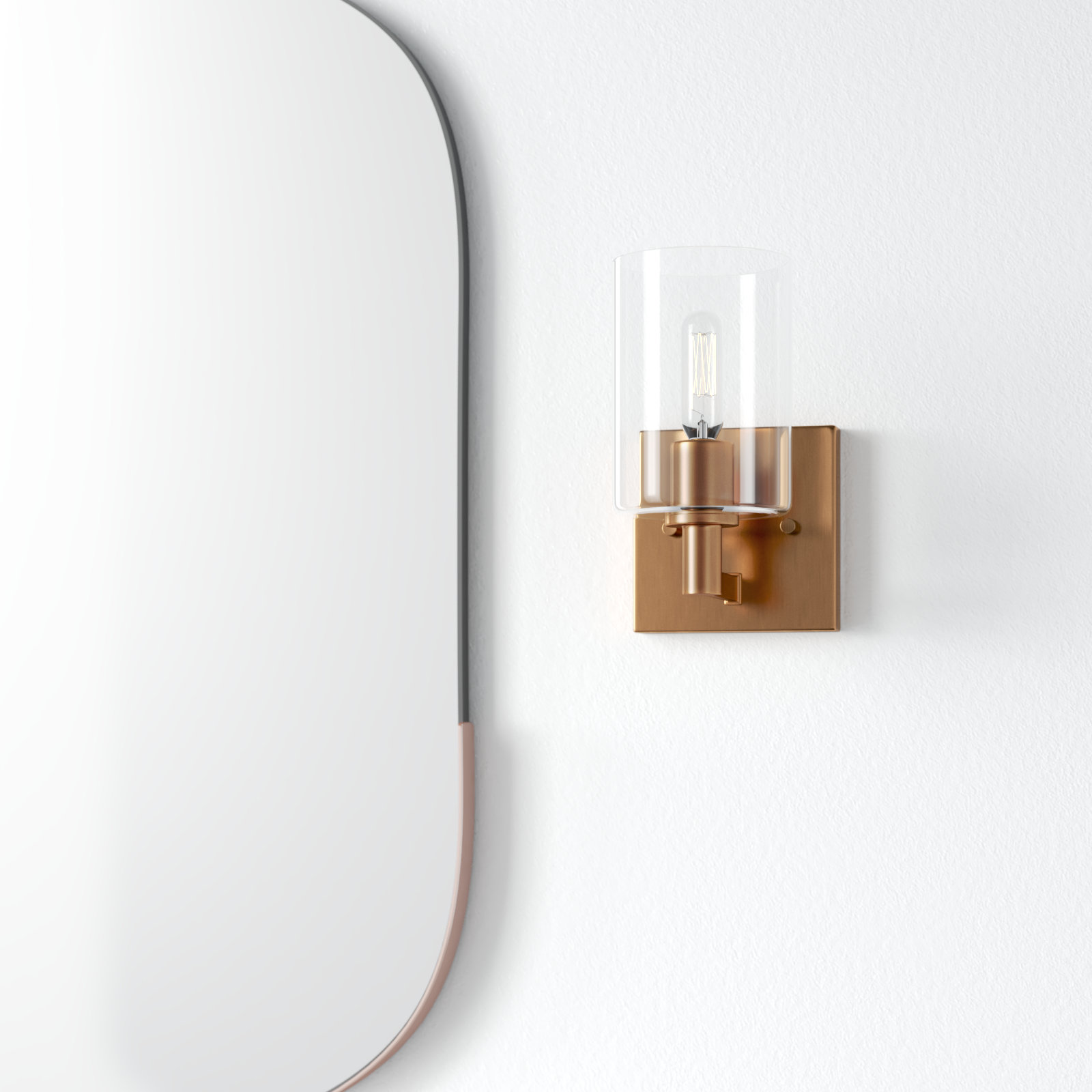 Haines Single Transparent Dimmable Bath Sconce, Satin Brass