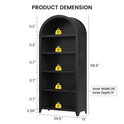 29.5" W 5-Shelf Arched Storage Cabinet