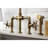 Kingston Brass Two-Handle 4-Hole Deck Mount Industrial Style Bridge Kitchen Faucet with Brass Side Sprayer