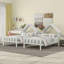 Lit plateforme simple double avec tête de lit en forme de maison et table de chevet intégrée-946352278