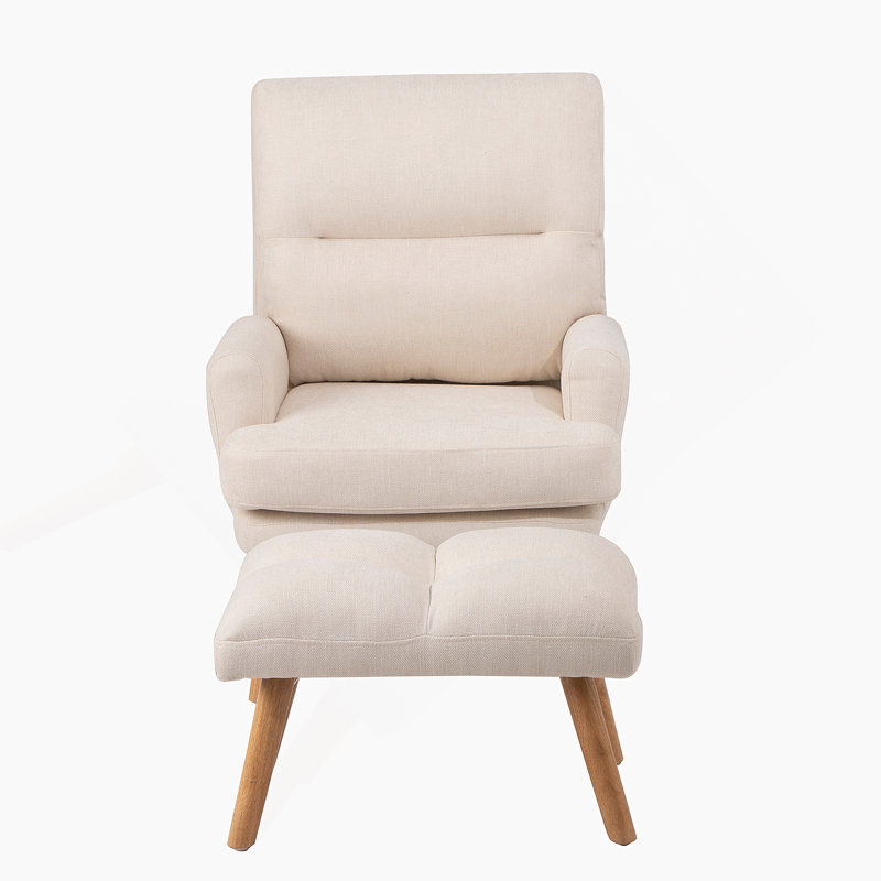 Fauteuil d'appoint confortable en tissu avec repose-pieds, pieds en bois et dossier réglable pour de multiples occasions