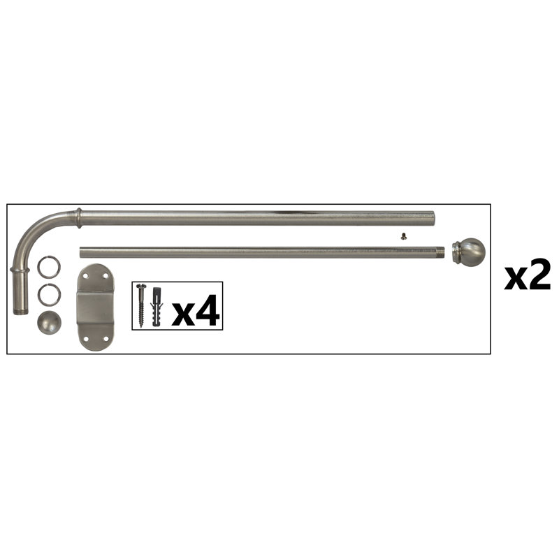 Tringle à rideaux simple Pennie, H 0,5 po x l 24 po x p 0,5 po, Acier brossé