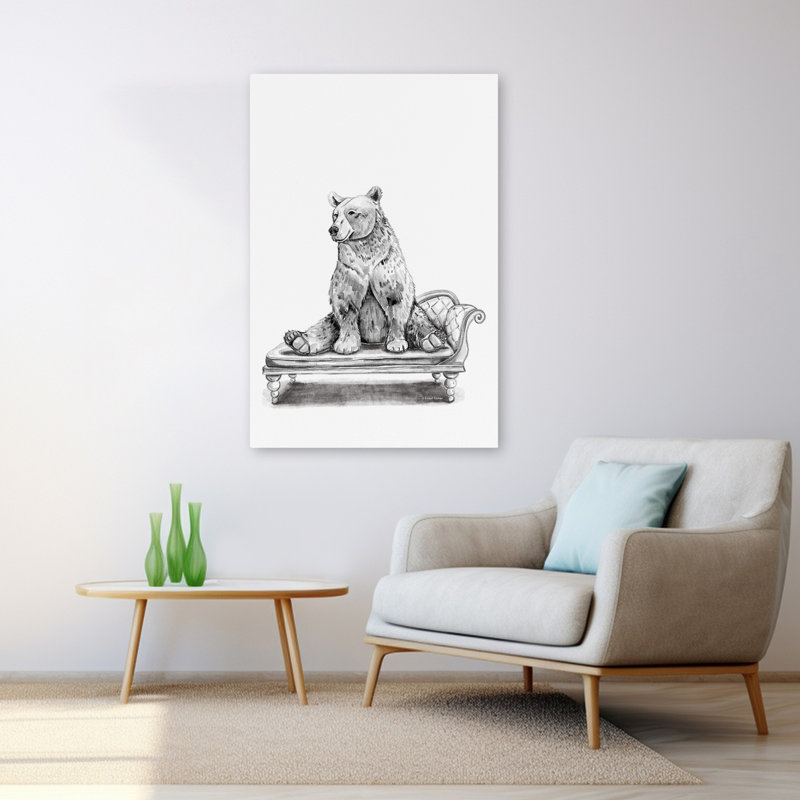 Méridienne ours - Art contemporain sur un canapé, H 48 po x l 32 po
