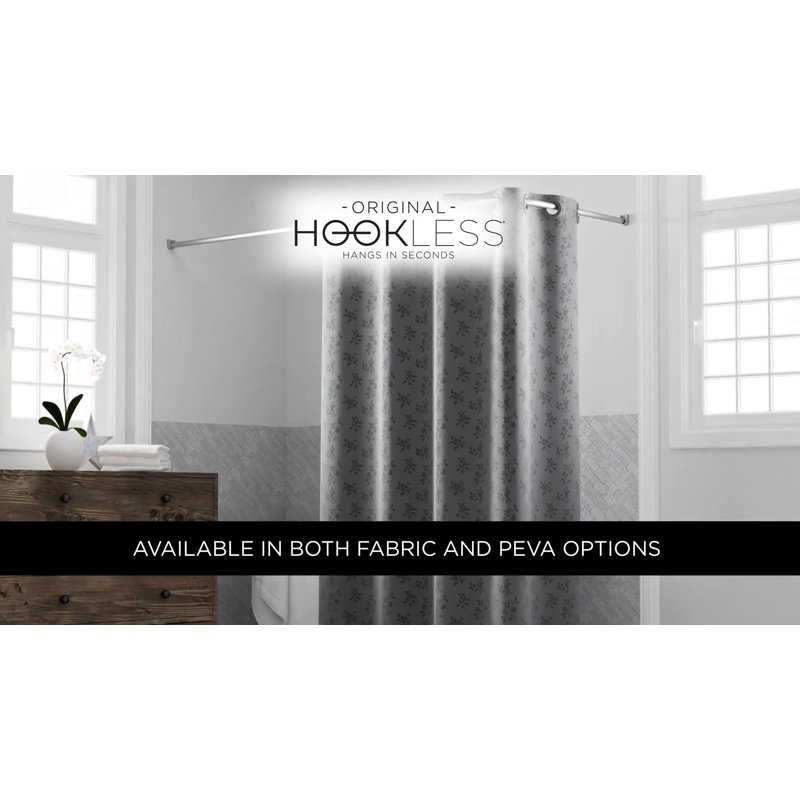Graphite Hookless Fabric Shower Curtain with Liner