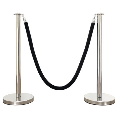 VIP Crowd Control Rope Stanchion (2 Mirror Flat Top/Flat Base + 6' Rope)