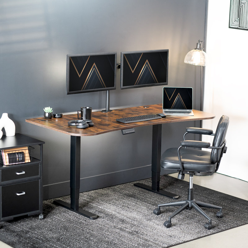 Bureau pour travailler debout à hauteur réglable, Brun rétro / noir