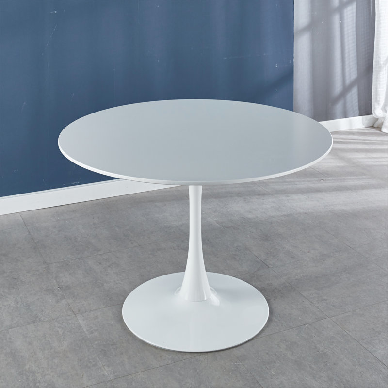 Table de salle à manger de 42,1 po de style Mid-Century pour 4 à 6 personnes avec plateau rond en MDF, table de salle à manger à piédestal, table basse de loisirs