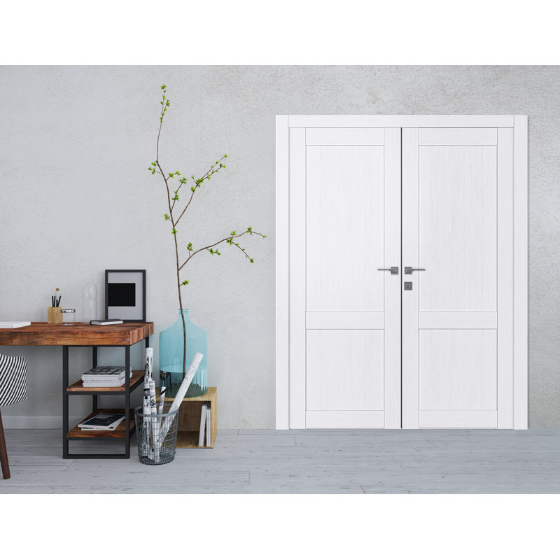 Porte standard à panneaux en bois préfinie, Blanc texturé, 31,75 po x 79,375 po