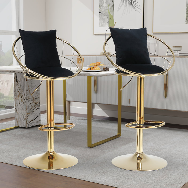 Nekesha Swivel Upholstered Adjustable Height Counter Stool, Black