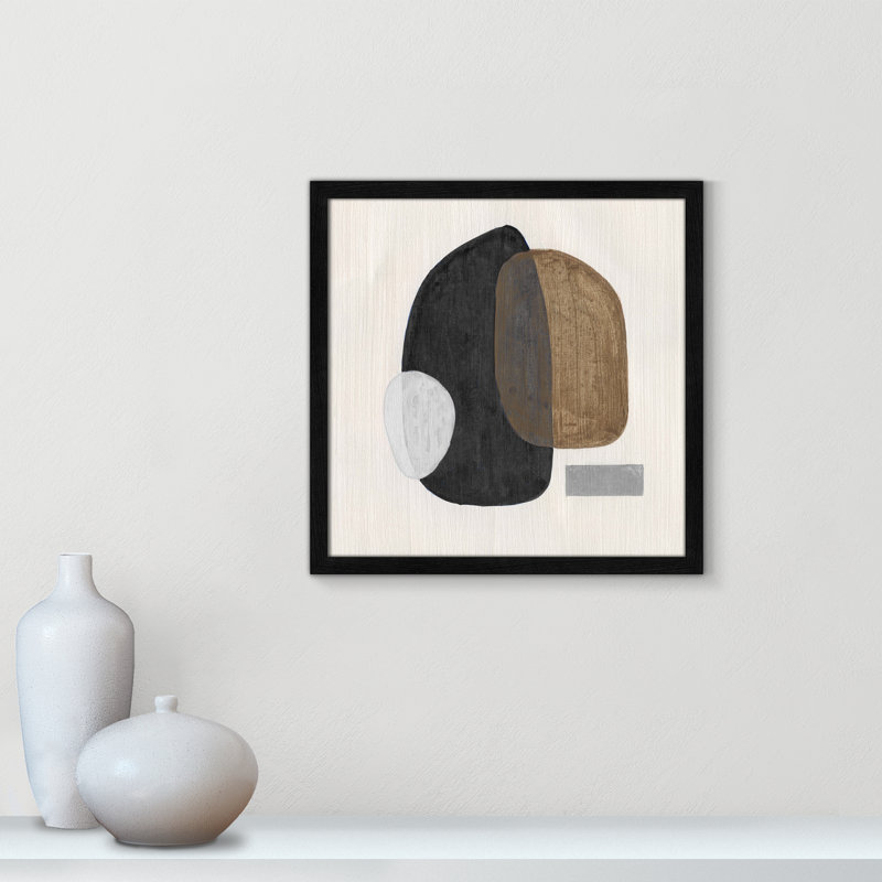 Art mural Inola Neutral Stones III, H 17 po x l 17 po, Noir