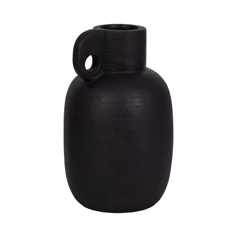 Keraun Modern Terracotta Pottery Vase with Handle - Minimalist Decorative Vessel in Sleek Sculptural Silhouette Made from Artisan Clay for Contemporary Home Decor and Stylish Shelf or Tabletop Display