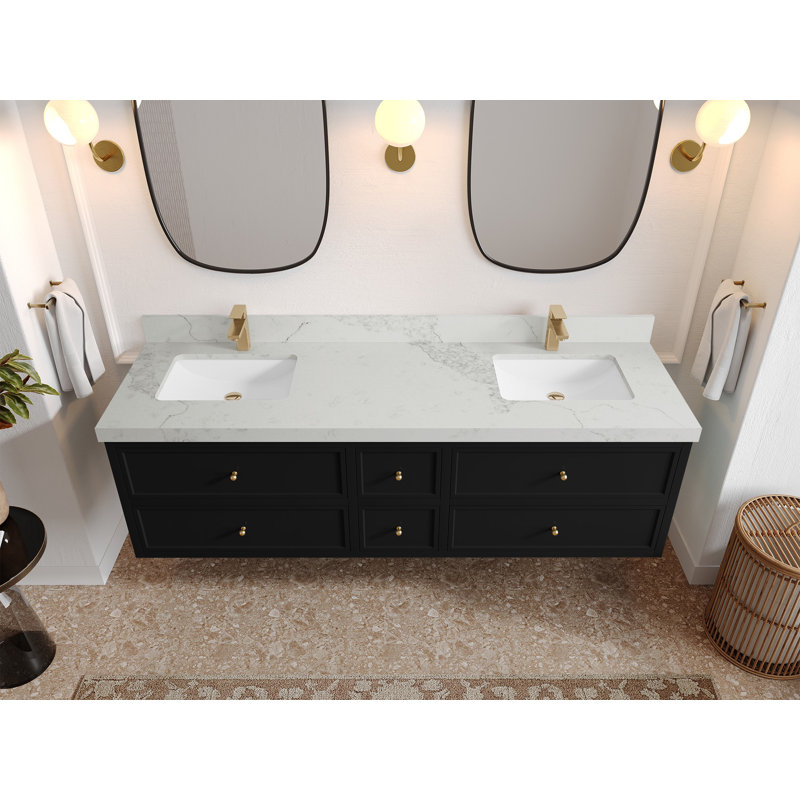 Meuble-lavabo double 72 po Roswell, Calacatta Nuvo