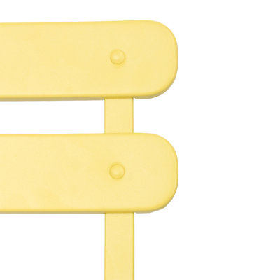 Chaise de bistro jaune 3 pièces, structure en métal avec structure en acier rouille, moderne et pliable pour optimiser l'espace, facile à nettoyer, table à coussins, finition, portabilité,