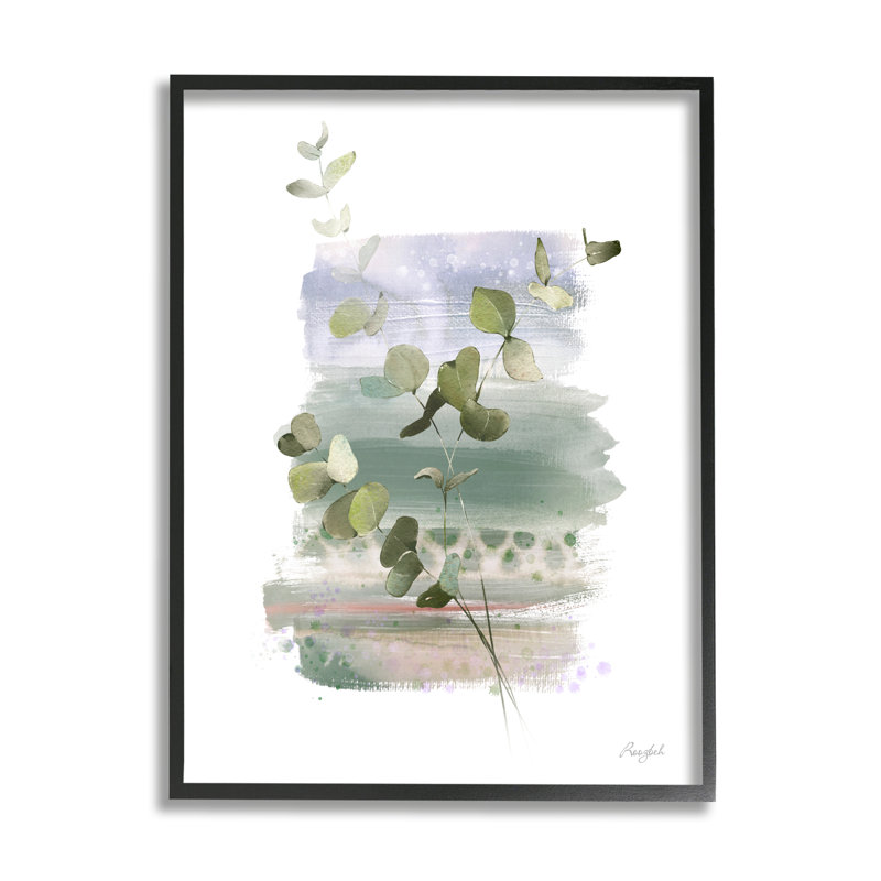 Eucalyptus, peinture sur bois encadrée, Giclée encadrée noir minuit, H 20 po x l 16 po x P 1,5 po
