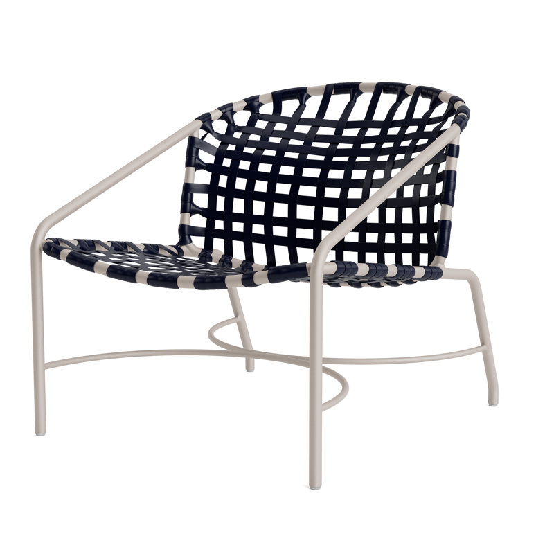 Kantan Outdoor Lounge Chair, Dove Smooth/Marine Vinyl Lace