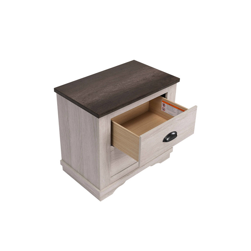 Adorned Nightstand In Grey With Robust Drawer Setup Equipped Dependable Drawers