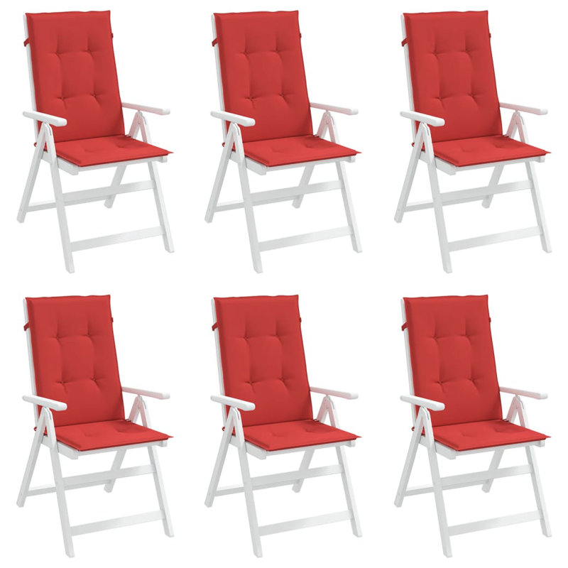Ensemble de 6 coussins de siège d'extérieur taille unique 100% polyester rouge Highback, Rouge