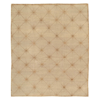 Hand Knotted Geometric Area Rug in Beige/Gold