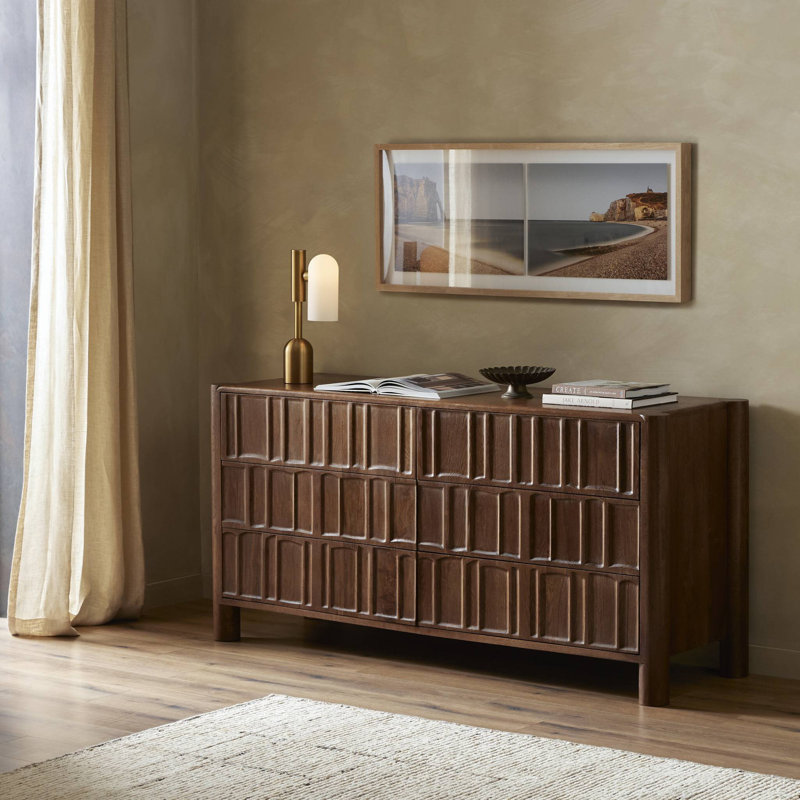 Ezri 6 - Drawer Solid Wood Dresser, Black