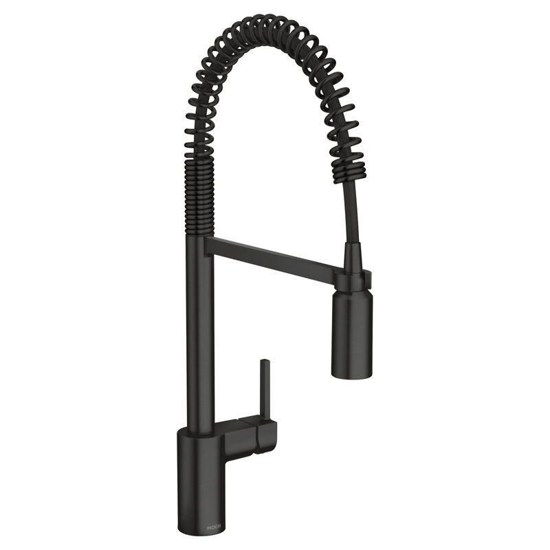 Robinet d'évier de cuisine moderne à une poignée et à un seul trou avec bec rétractable Align, Noir mat