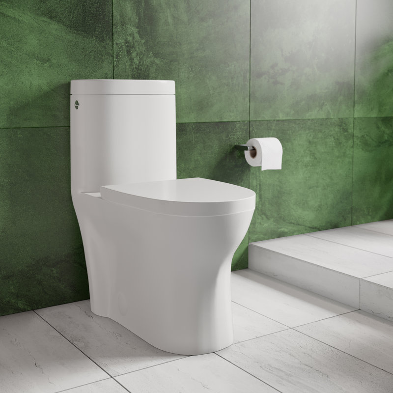Monaco One-Piece Elongated Toilet Dual-Flush 1.1/1.6 gpf, Glossy White, Left