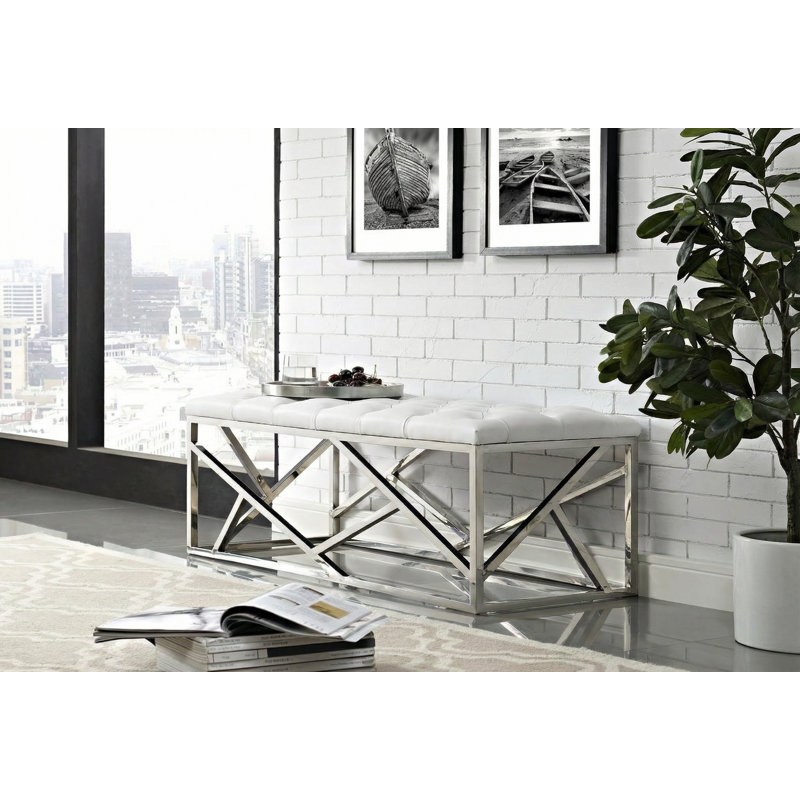 Plymouth Vegan Leather & Steel Bench