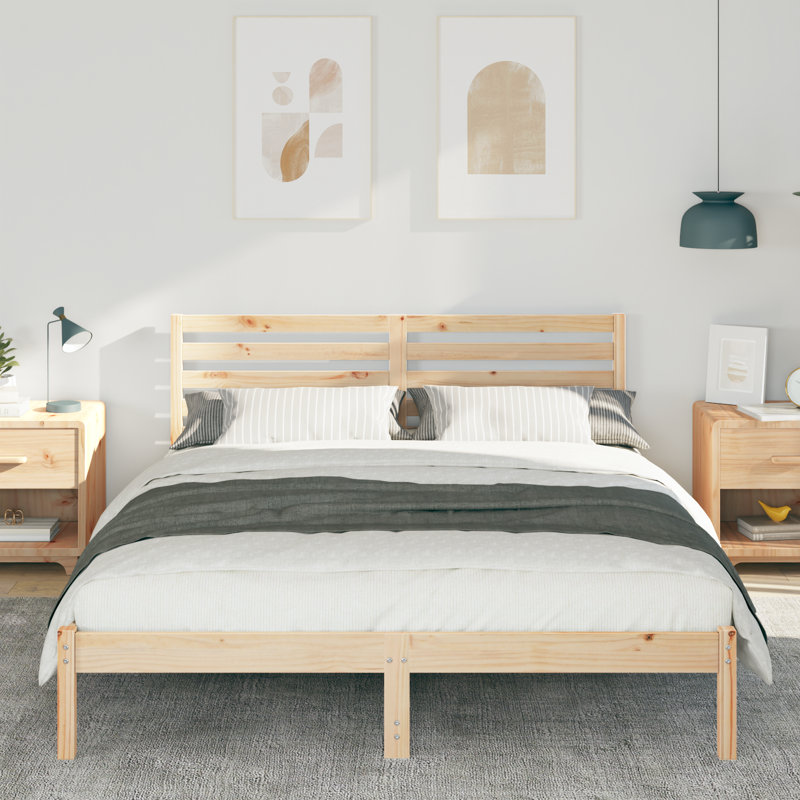 Solid Wood Bed, Brown, European Kingsize (160 x 200 cm)
