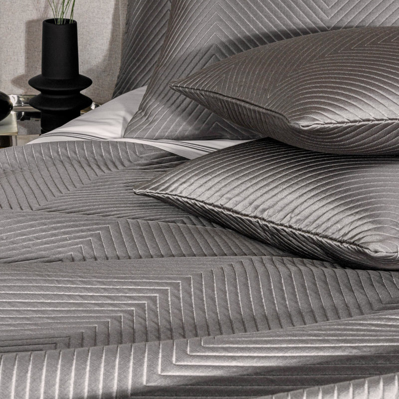 Herringbone Square Pillow Cover & Insert, Slate Gray