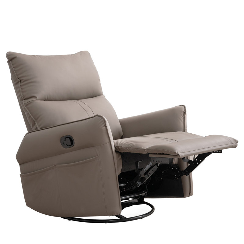 Modern Small Rocking Swivel Recliner Chair, Similicuir brun