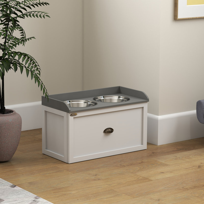 Elevated Feeder, White/Gray