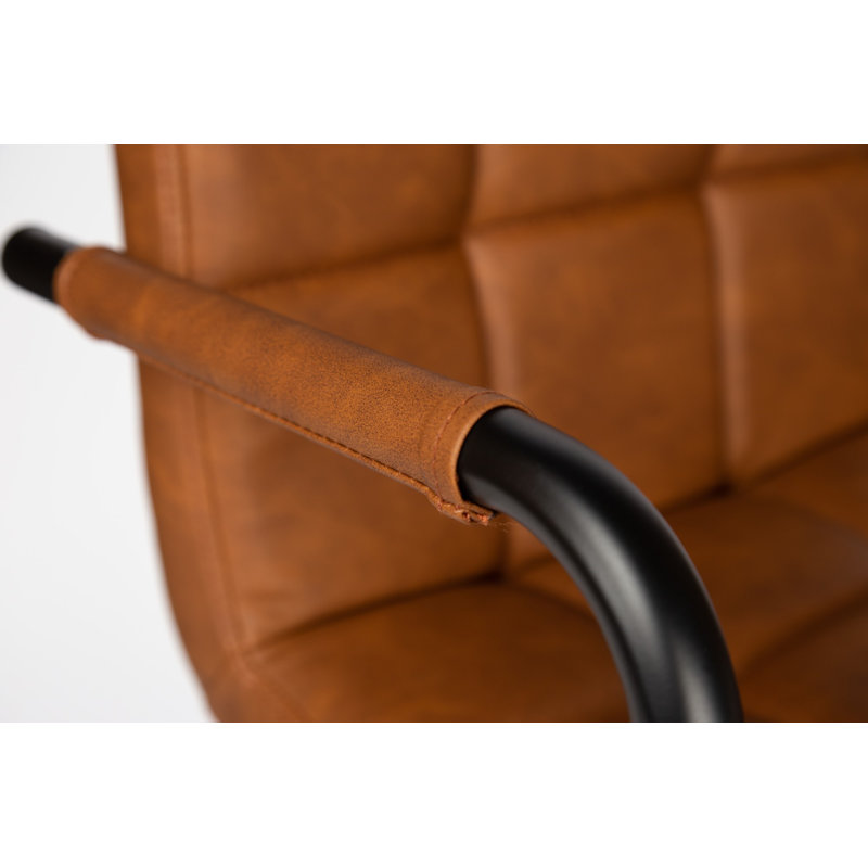 Tabouret pivotant à hauteur réglable Cahir, Brun caramel