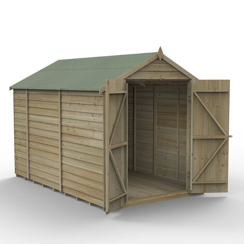 Overlap Pressure Treated 6 x 10 Apex Shed - No Window, Double Door, No