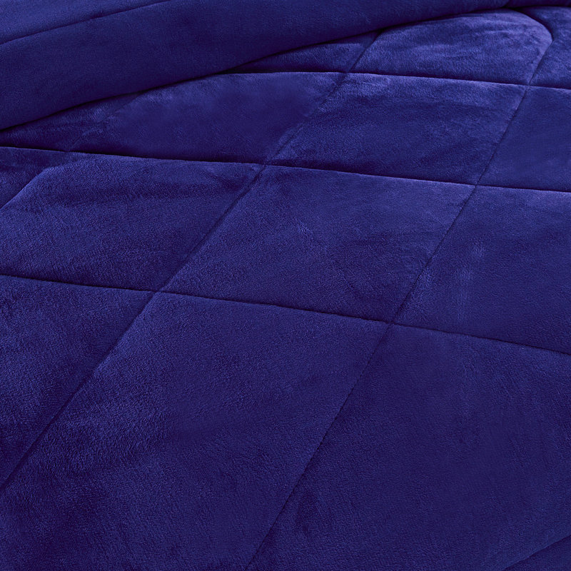 Classic Solid Color Sherpa Fleece Soft Warm Blanket, California King, Navy