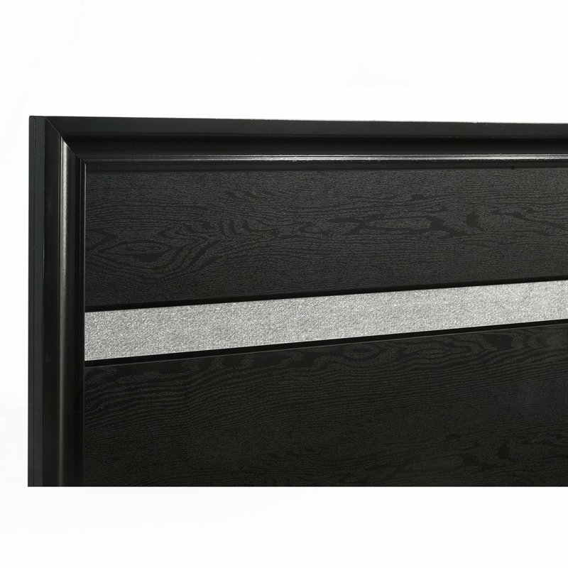 Black Twin Storage Panel Bed, Twin, Black