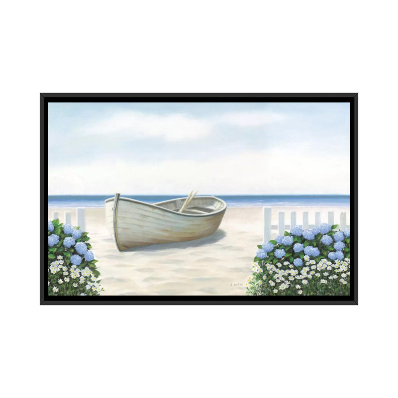 « beach days i », impression sur toile, H 18 po x l 26 po x P 1,5 po, Toile avec cadre noir, Pas de tapis