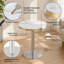 Table d'appoint ronde de 23,6 pouces, panneau de fibres à densité moyenne, texture de marbre peinte UV avec bordure en acier inoxydable, pieds en métal, table basse de luxe moderne-248306092