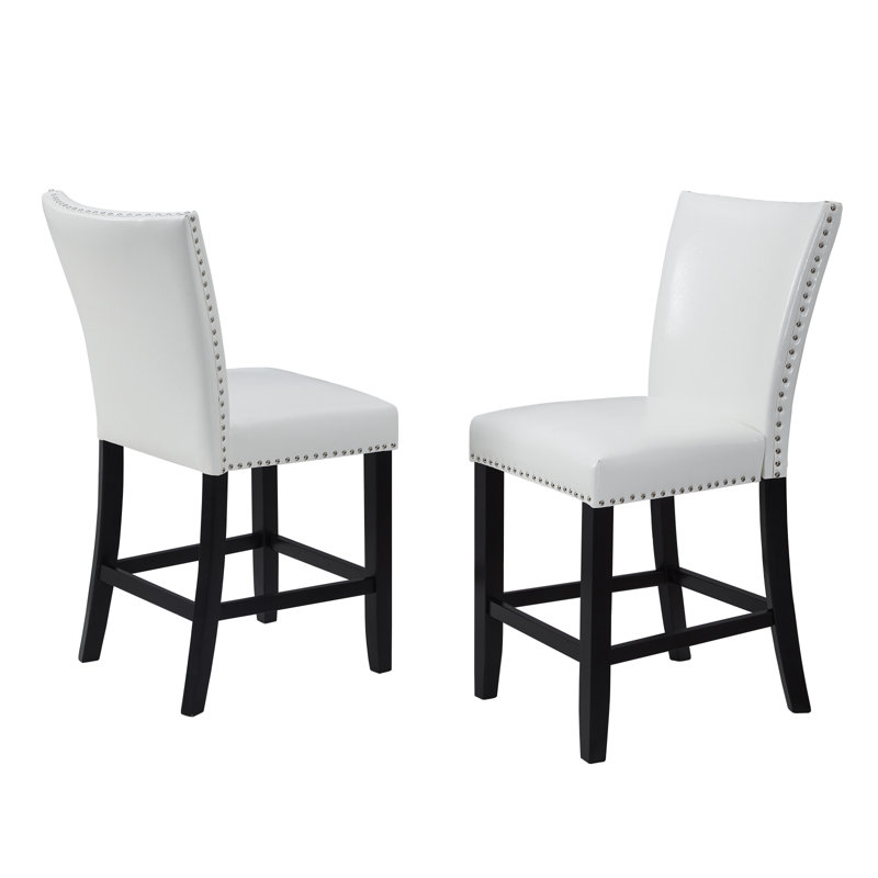 Fauteuil d'unité centrale rembourré à hauteur de comptoir 2 pièces avec repose-pieds chromé, Beige