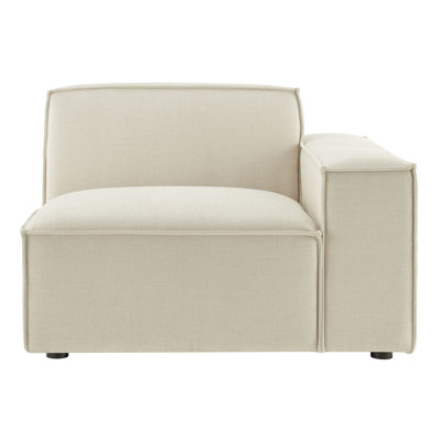 Restore Performance Fabric Upholstered Right-Facing Modular Lounge Chair In Ecru