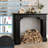 Black Fireplace Mantel, Rustic Freestanding Surround Mantel For Fireplace With Decorative Pattern, Wooden Mantle With Leg For Living Room, Anti-Tipping & Waterproof, 43.27" W X 39.67" H