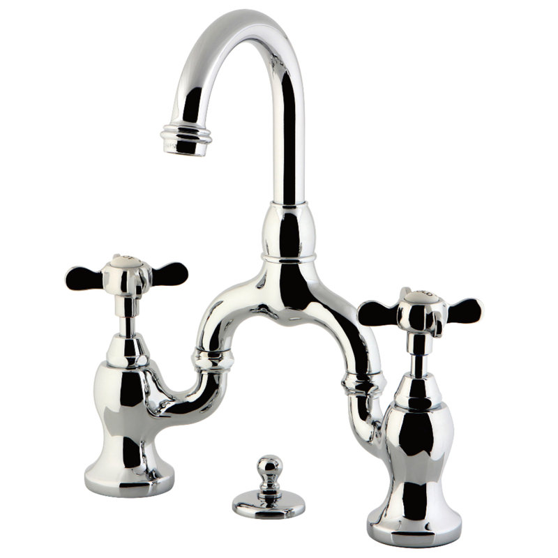 Robinet de salle de bain à large entraxe avec bonde, Chrome poli