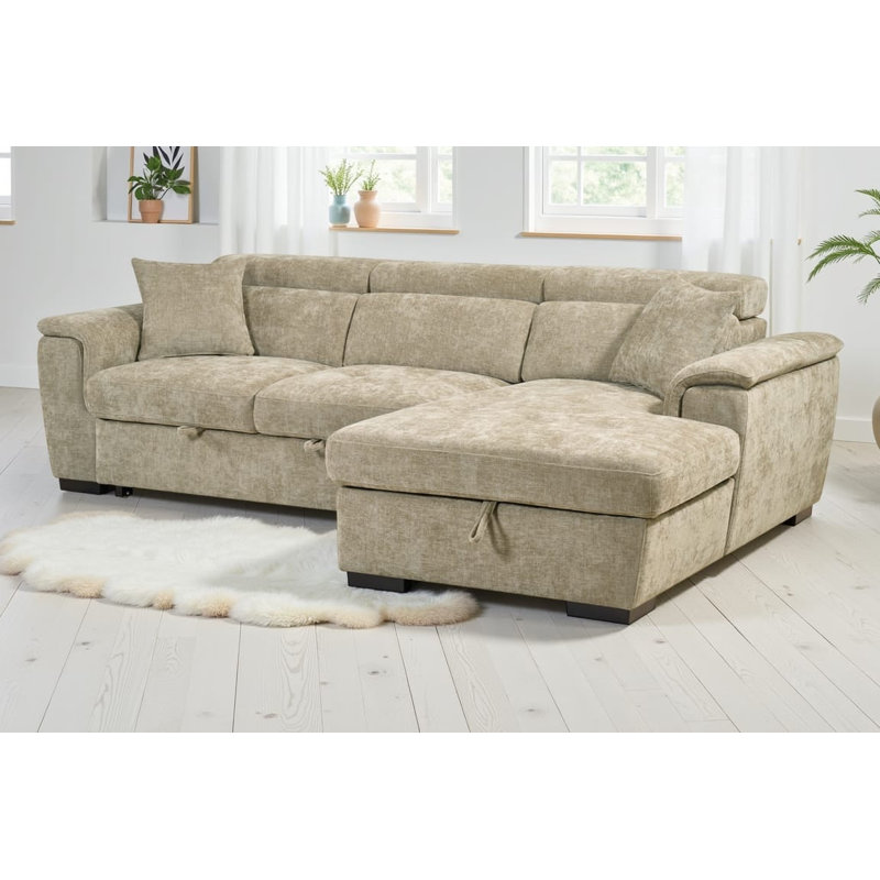 Howerton 4 Seater Chenille Sofa Bed, Beige