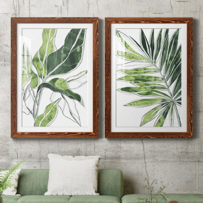 Expressive Palm III - ensemble de 2 peintures encadrées