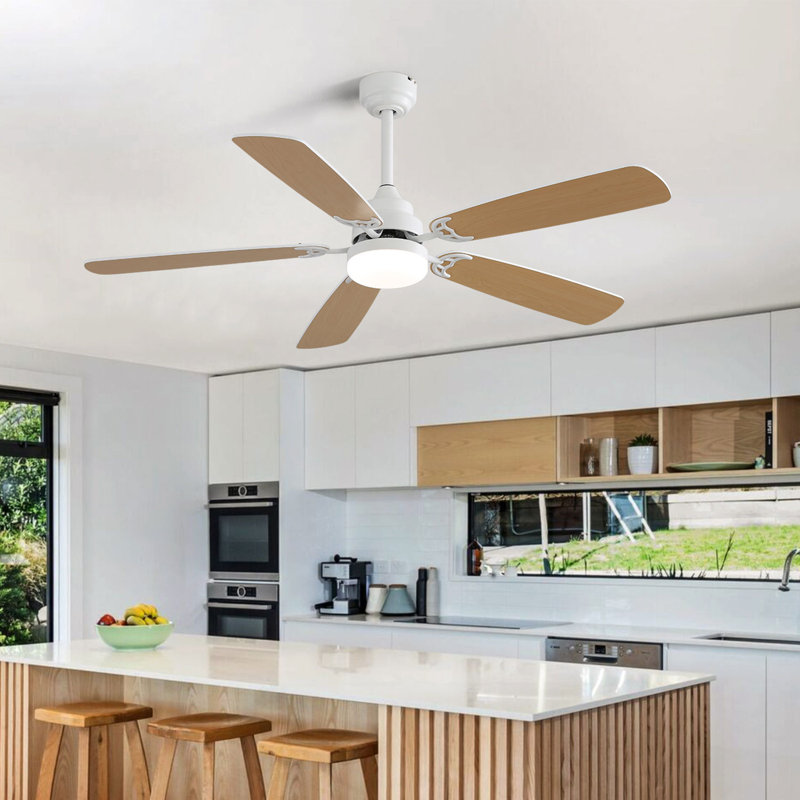 Lieschen 52'' Ceiling Fan with LED Lights, Natural, White