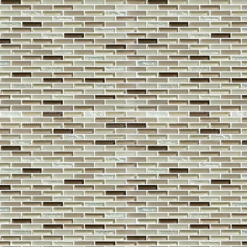 Farnsworth Random Strips 12-In X 12-In Glass Mosaic Wall Tile(1-Sq. Ft/ Piece), Clear/Beige/Tan