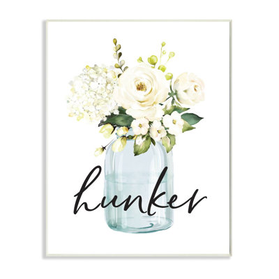 " Hunker Text Spring Floral Bouquet Blue White " by Urban Road