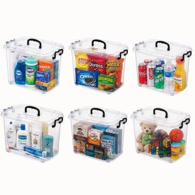 Boîte de rangement empilable en plastique de 18 pintes (16 L) avec couvercle, ensemble de 6.